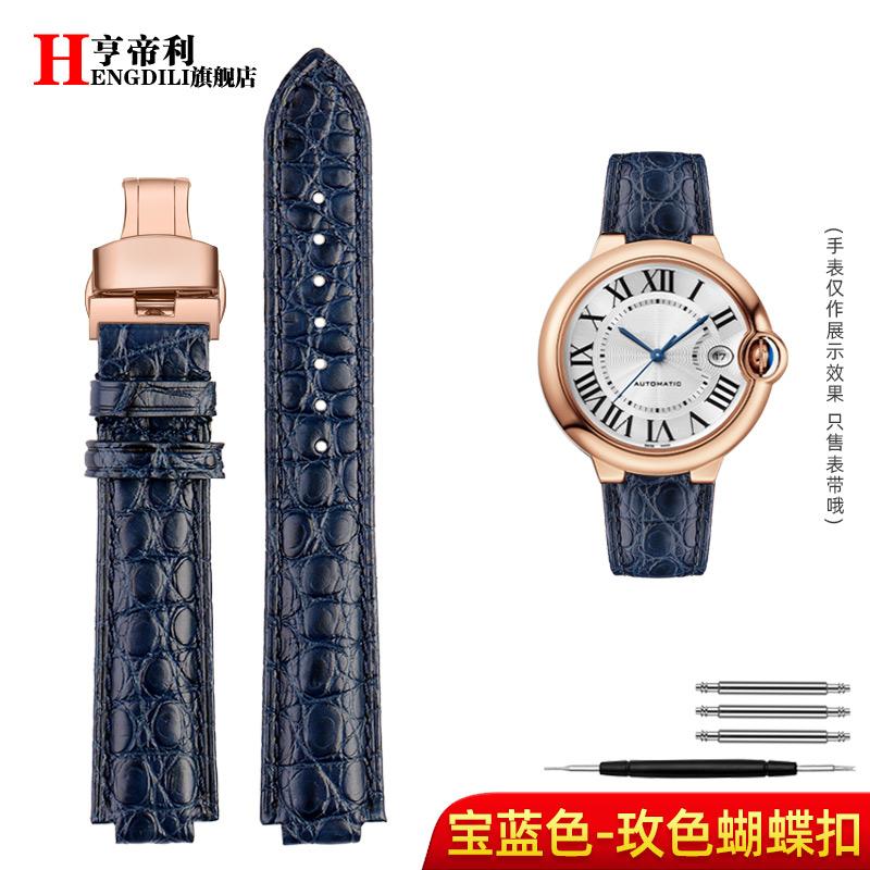 18-11mm 20-12mm Crocodile Genuine Leather Watchband For Cartier Blue Balloon Wsbb0025 Bracelet Watch Men's Women's Replace Strap
