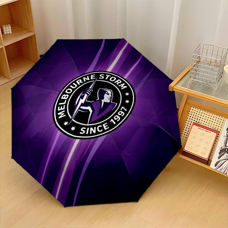 Melbourne Storm Print Auto 8?Ribs Folding Umbrella Wind Resistant Lightweight Automatic Umbrella For Daily Travel