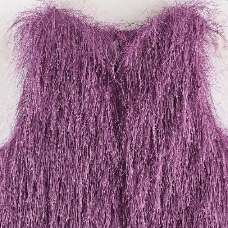 2026 Spring European & American Sweet Tassel Sleeveless Top & Skirt Set