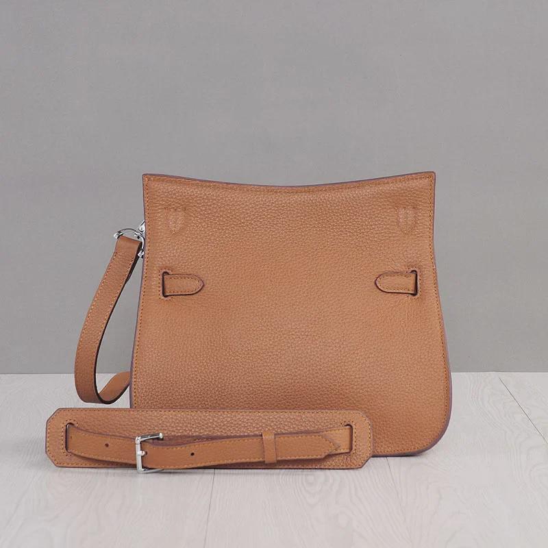 Leder Platinum Lock Tasche - Rindsleder mit Lychee-Narbenmuster Schulter- & Messenger-Stil