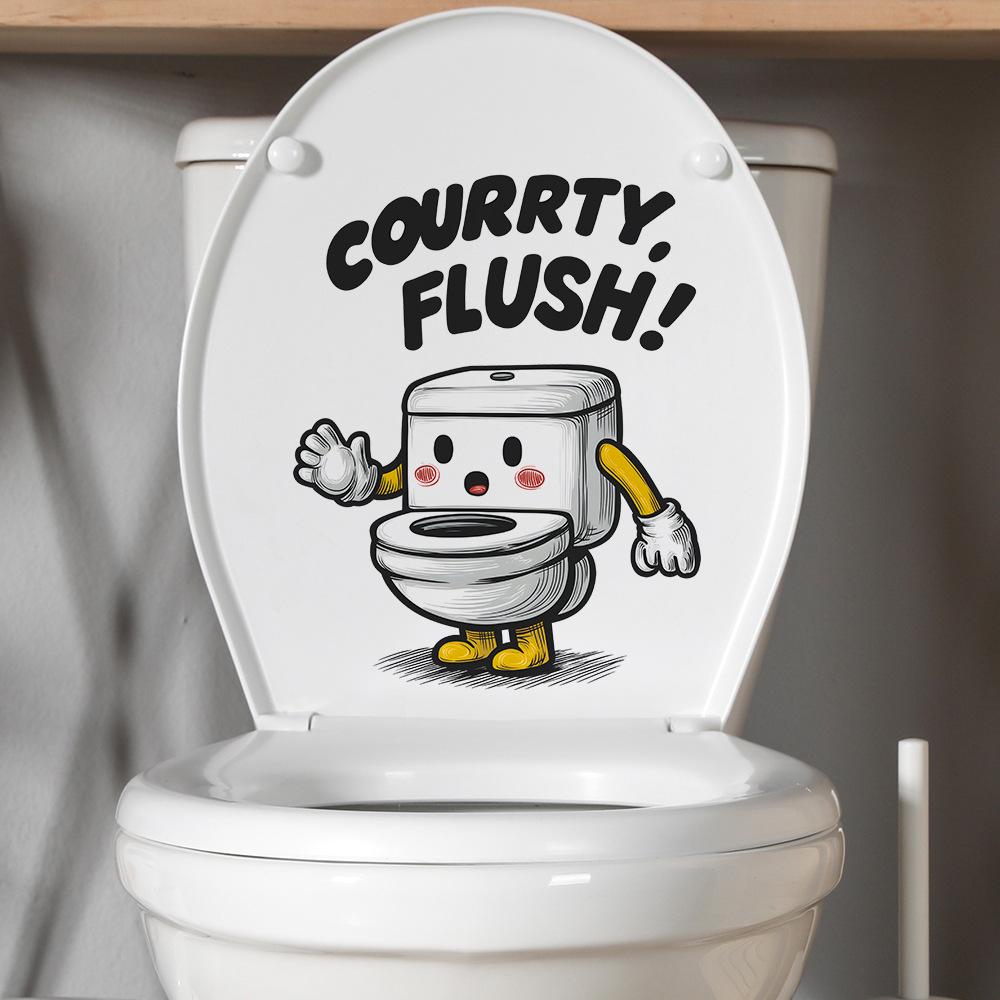 Cartoon Toilettenfiguren und englische Slogans für Badezimmer-Toilette Toiletten-Dekorationsaufkleber