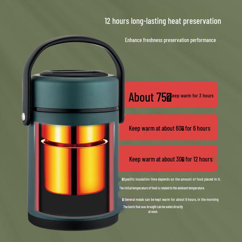 Jingxun 1.6L 3-Layer 304 Stainless Steel Vacuum Insulated Bento Lunch Box
