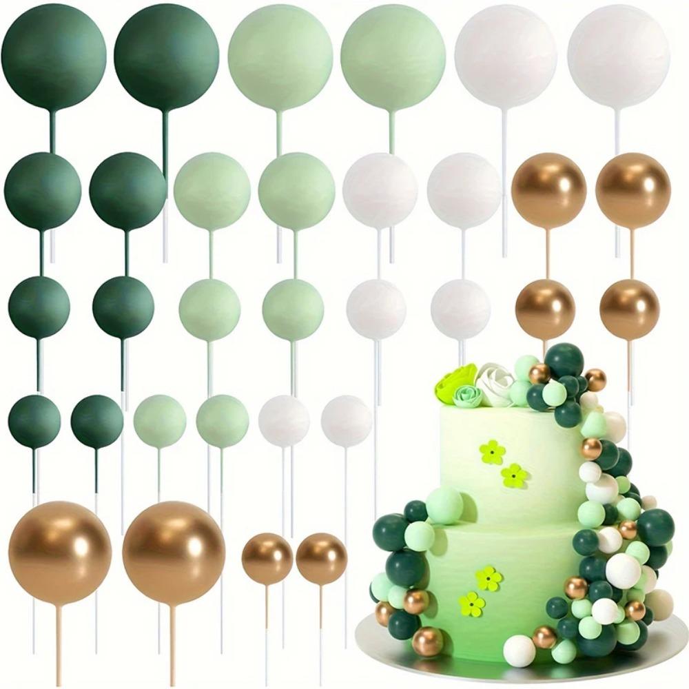 20/30Pcs Cake Balls Decoration Gilded Black Happy Birthday Foam Ball Cake Stickers Party Mother's Day Decor DIY Wedding Decor