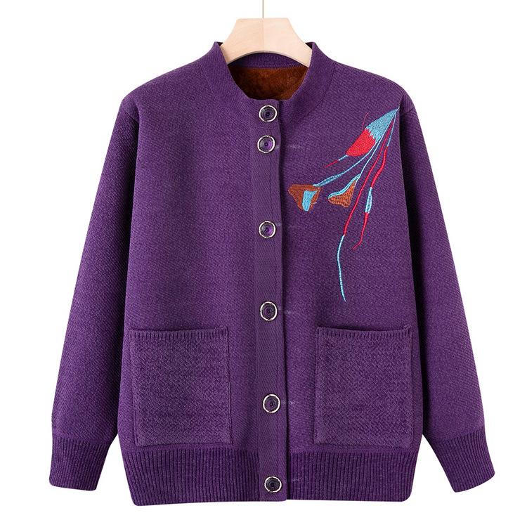 Middle-aged and Elderly Autumn Clothes for Female Mothers New Style Elderly Sweaters for Spring and Autumn Grandma Coat Fashionable Tops