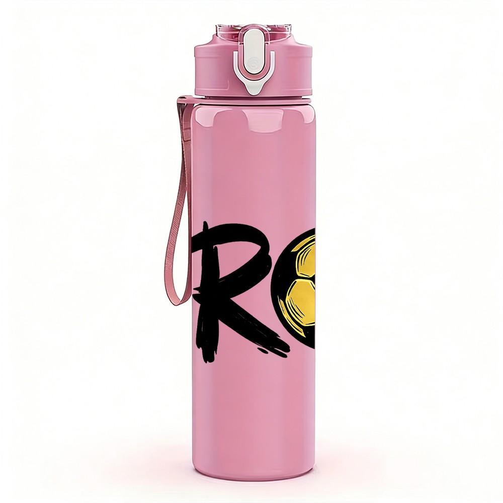 1PC Bro Soccer Ball Sport Letter Print 750ml Color Plastic Sports Water Bottle Leakproof Flip Straw Lid Suitable for Sports Office Home Use