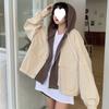 2025 New Women's Korean Style Hooded Retro Patchwork Jacket - Spring/Autumn, Loose Fit, Short, Student Workwear Style