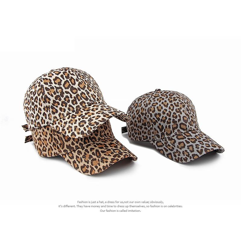 Vintage Leopard Print Hat Women's Spring Summer Thin Sunscreen Sunshade Hat Hard Top Baseball Cap