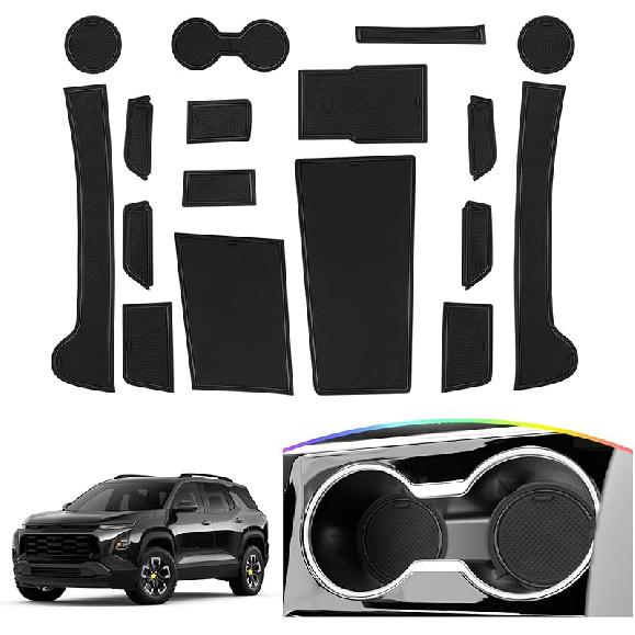 SKTU Door Slot Mat for 2025 2026 Chevrolet Equinox Door Groove Gate Pad 17Pcs Fit 2025 2026 Chevy Equinox Accessories Door Compartment Cup Center