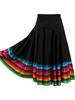 Women Colorful Elastic Dance Skirt for Flamenco Ballroom Dance Folk Dancing Stage Performance Costume