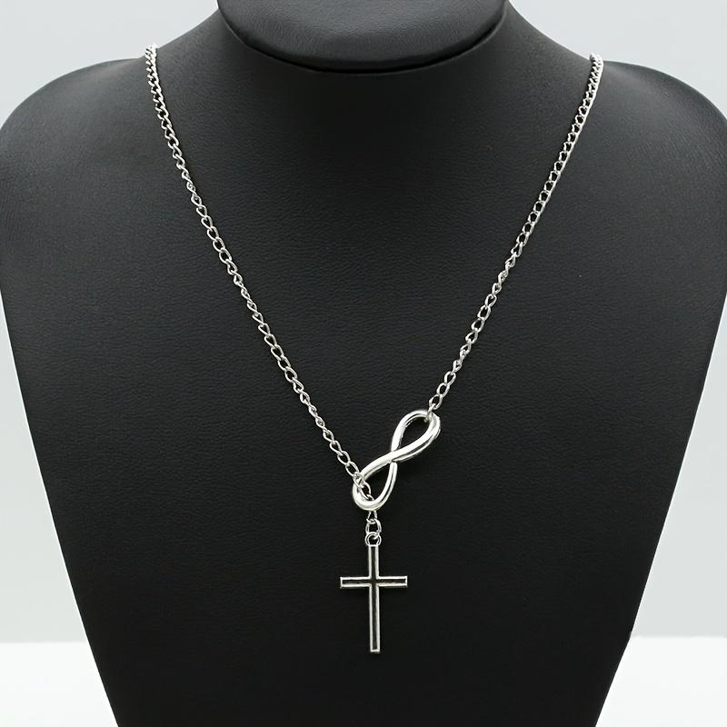 Simple Lucky Number 8 Cross Short Necklace Elegant Fashion Women Daily Gift