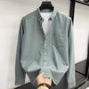 Men's High-End Embroidered Long-Sleeve Solid Color Shirt with Pockets for Spring and Autumn - Business Casual and Versatile