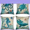 Vintage Ocean Series Thick Peach Skin Velvet Pillow Cover Simple Style Pp Cotton Cushion Case 45*45cm