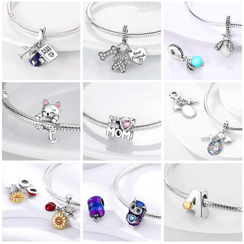 Fit Original Bangle Bracelet Ladybird Lucky Clover Charms Beadscopper Cross Charm Pendent Dangle Diy Women Jewelry Gift