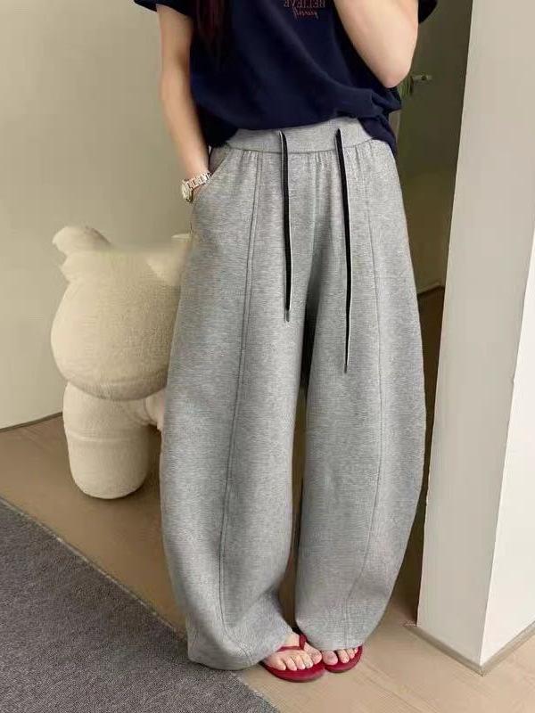 Korean Style Women's High Waist Wide Leg Sports Pants - Slimming Drape, 2026 Spring Collection