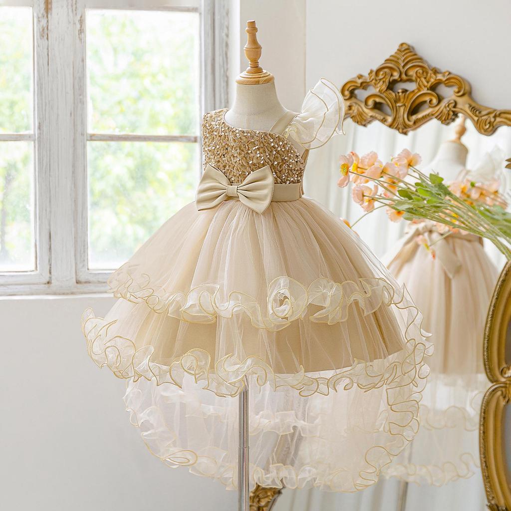 Abito da Principessa Formale per Bambina per Banchetti, Compleanni, Esibizioni di Pianoforte, Torta in Rete Costume per Bambini