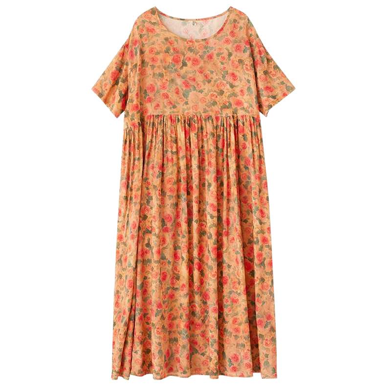 Sommer Kurzärmel Rundhals Böhmisch Langer Rock