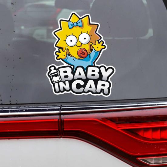 Car Sticker Self-adhesive Waterproof Decorative Eco-friendly Tear Resistant Reflective Cartoon Shape Baby In Car Print No Mark Left Bumper Decals