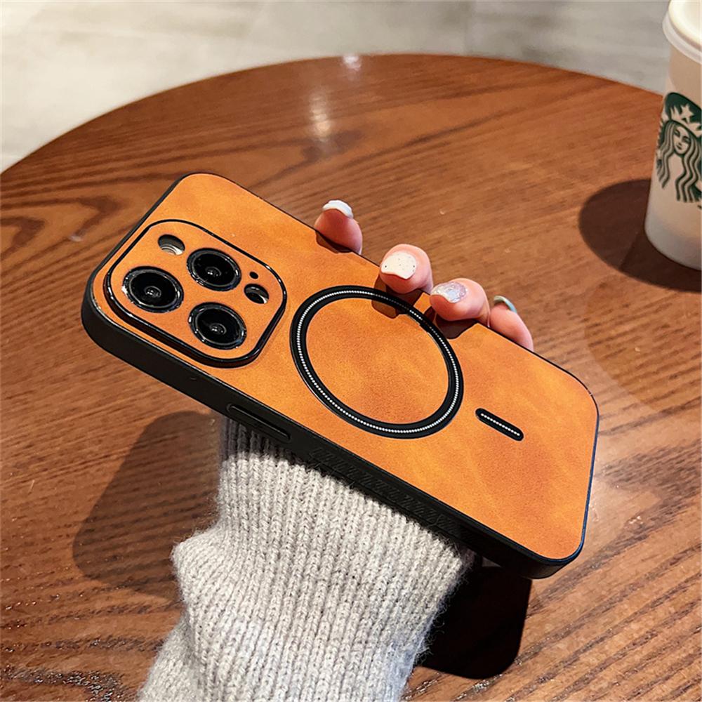 Leather For Magsafe Magnetic Case For iPhone 16 15 Pro Max 14 13 12 11 XR XS X  Wireless Charge Silicone Camera Protection Cover