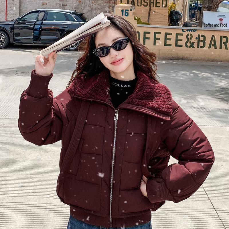 Korean Style Women's Lapel Down Cotton Coat - Winter Thickened Warm Fashion Jacket
