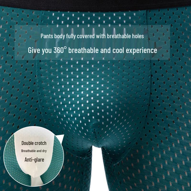 Men's Plus Size Ice Silk Mesh Sports Underwear: Summer Anti-Chafing Running Briefs with Extended Four-Corner Design