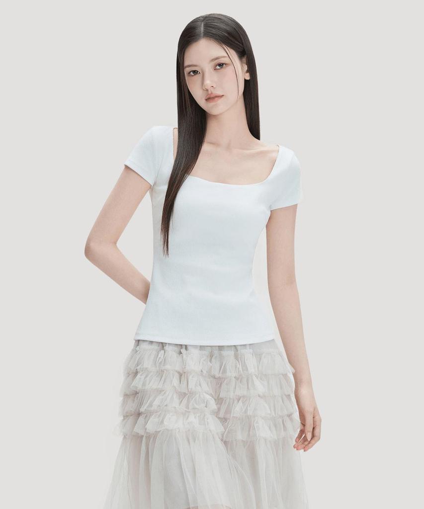 MIXXO Square Neck Short Sleeve T-Shirt_Miwhwg709A