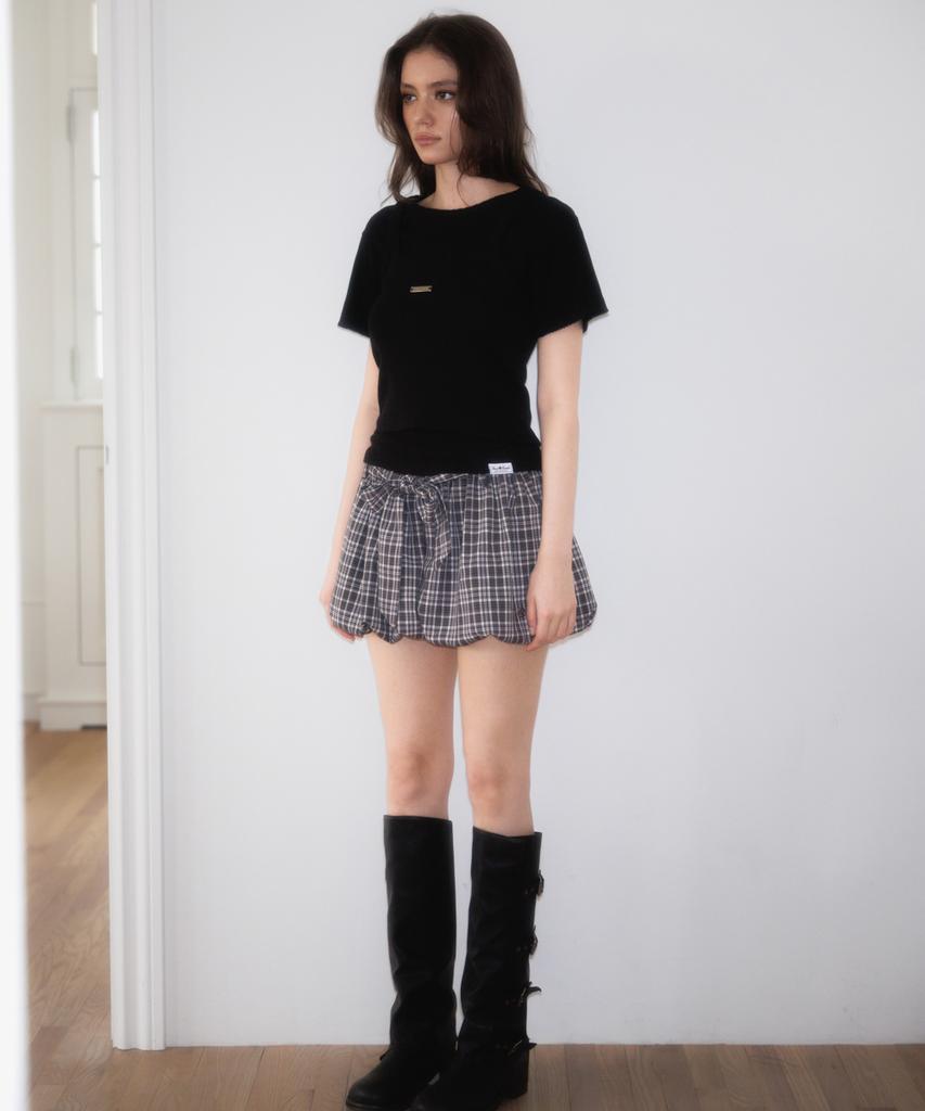 ROSEFRANTZ Soft Punching Lace T-Shirt [Black]