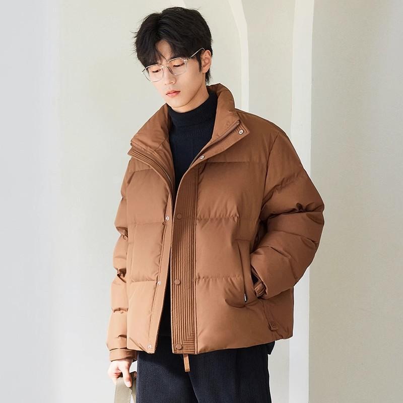 

Simple men s stand-up collar down jacket men s high-end Korean version slim warm fashion down jacket winter new padded clothes 4XL кофейный