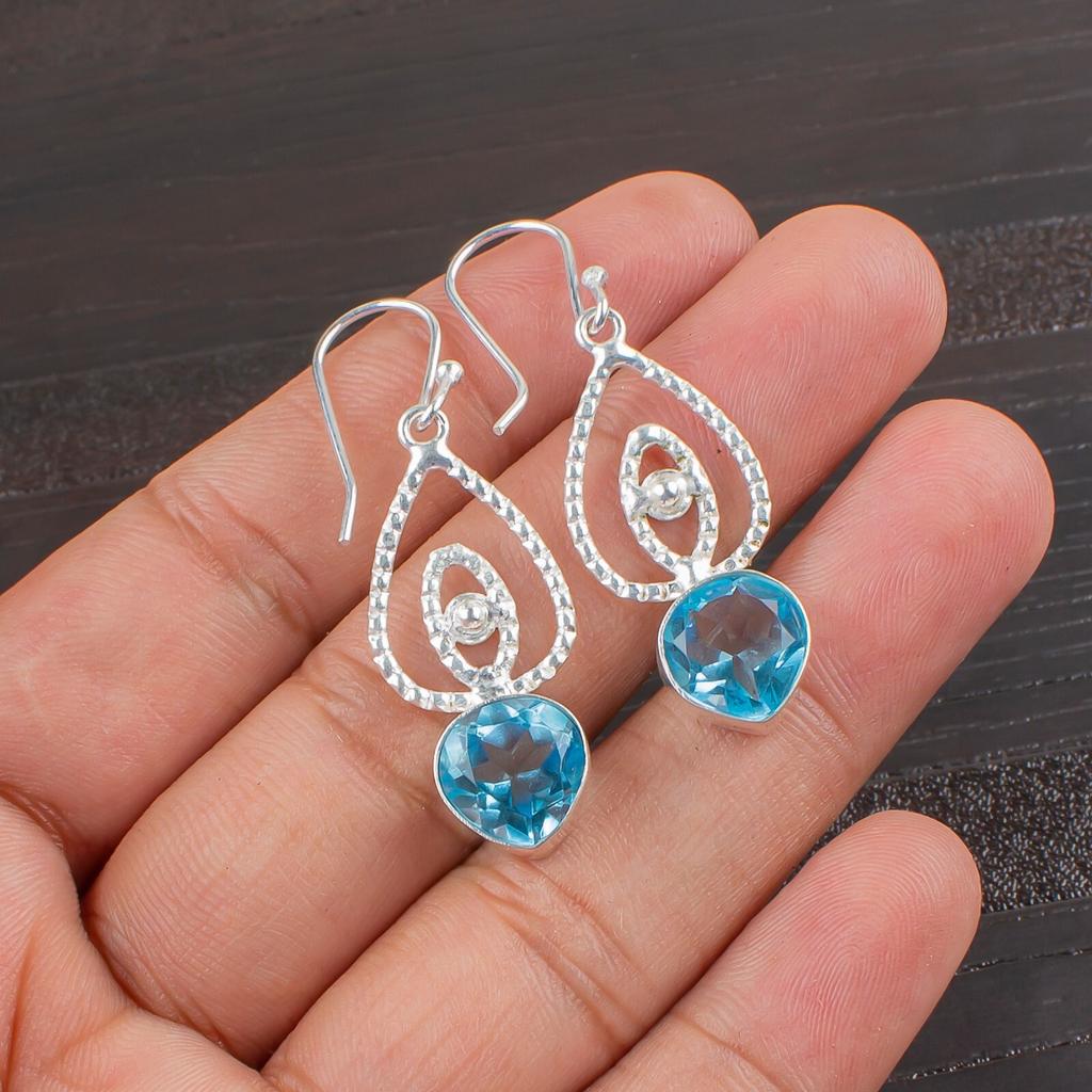 Sky Blue Topaz Gemstone 925 Sterling Silver Jewelry Drop/Dangle Earrings 2.00" EE-32-6