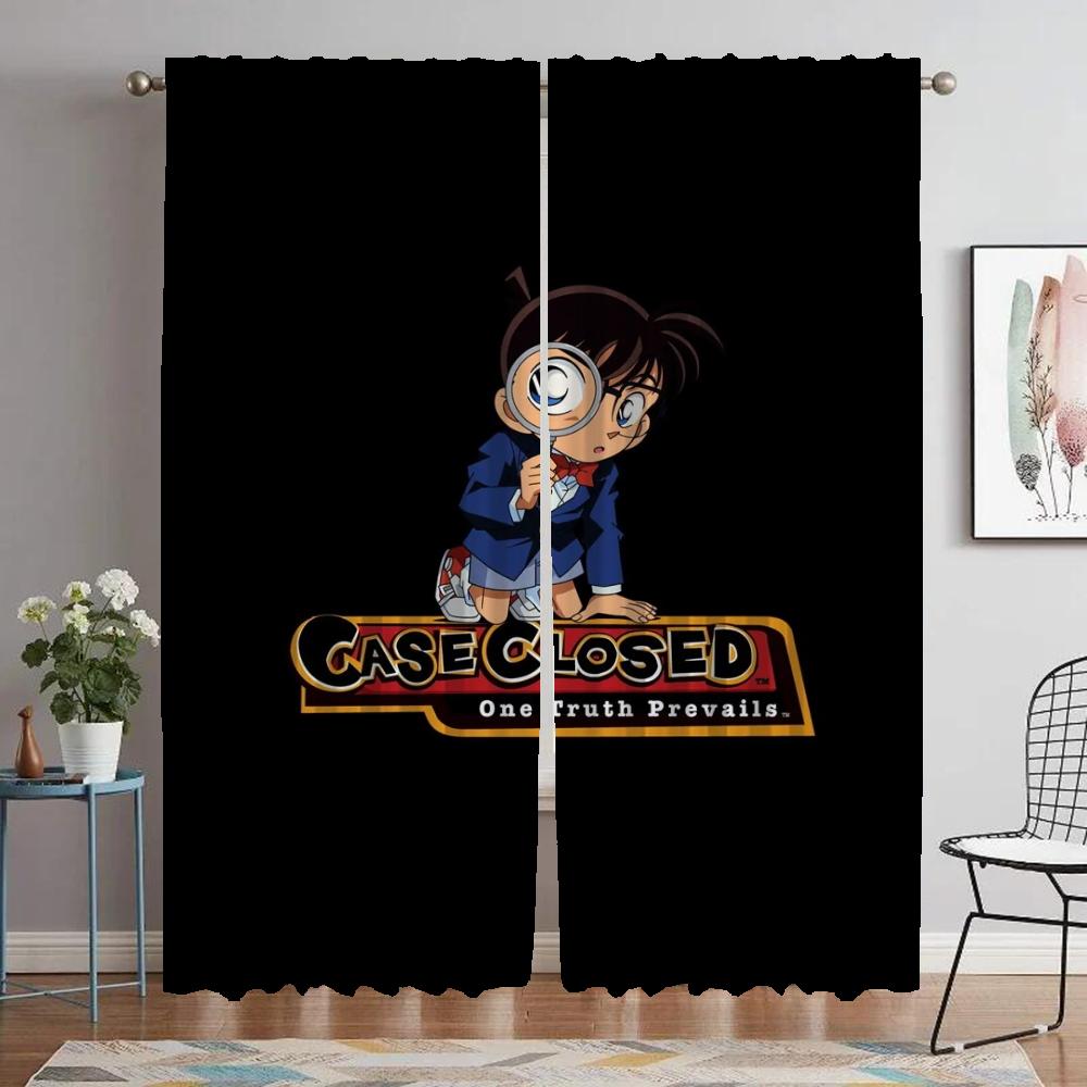 Home Interior Curtains for Camera Detective Conan Living Room Curtain Kitchen Curtains 2 Pieces Partition Shades Blackout Child