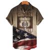 Camicia Nuova da Uomo Hawaiana Route 66 Street Classic Stampa 3D Manica Corta T-shirt Musica Rock Collo Revers Taglia Larga Uomo Top Vestiti Vintage