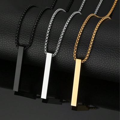1pc Fashion Long Pillar Shaped Pendant Necklace - Simple and Stylish Sleek Surface Design - Christmas New Year Valentine's Day Holiday Gift