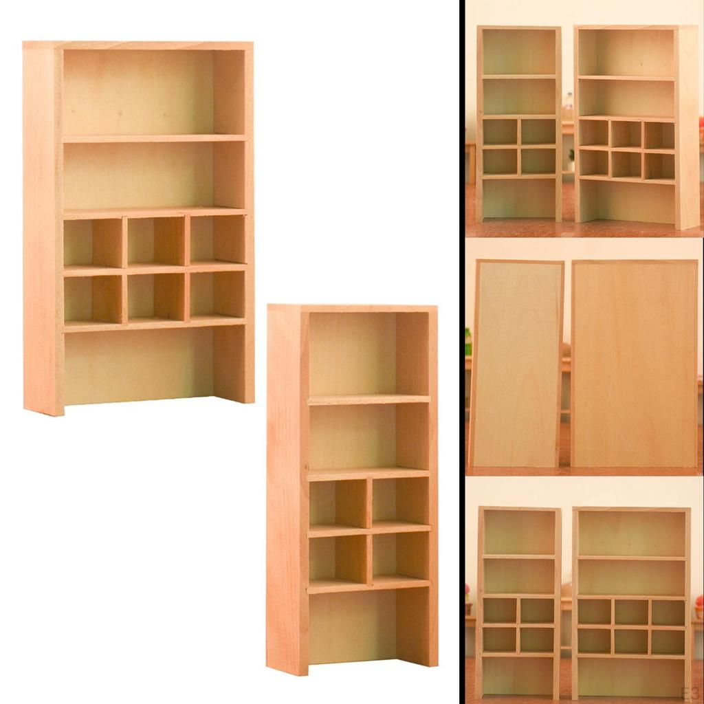 Japanese Style Miniature Cabinet Bookshelf Side Board Storage Shelves 1/12 Doll /Kitchen Farmhouse