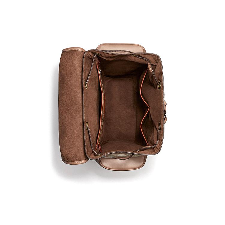 New COACH Leather Backpack Large Men's Beige & Brown C3802-OLSMR