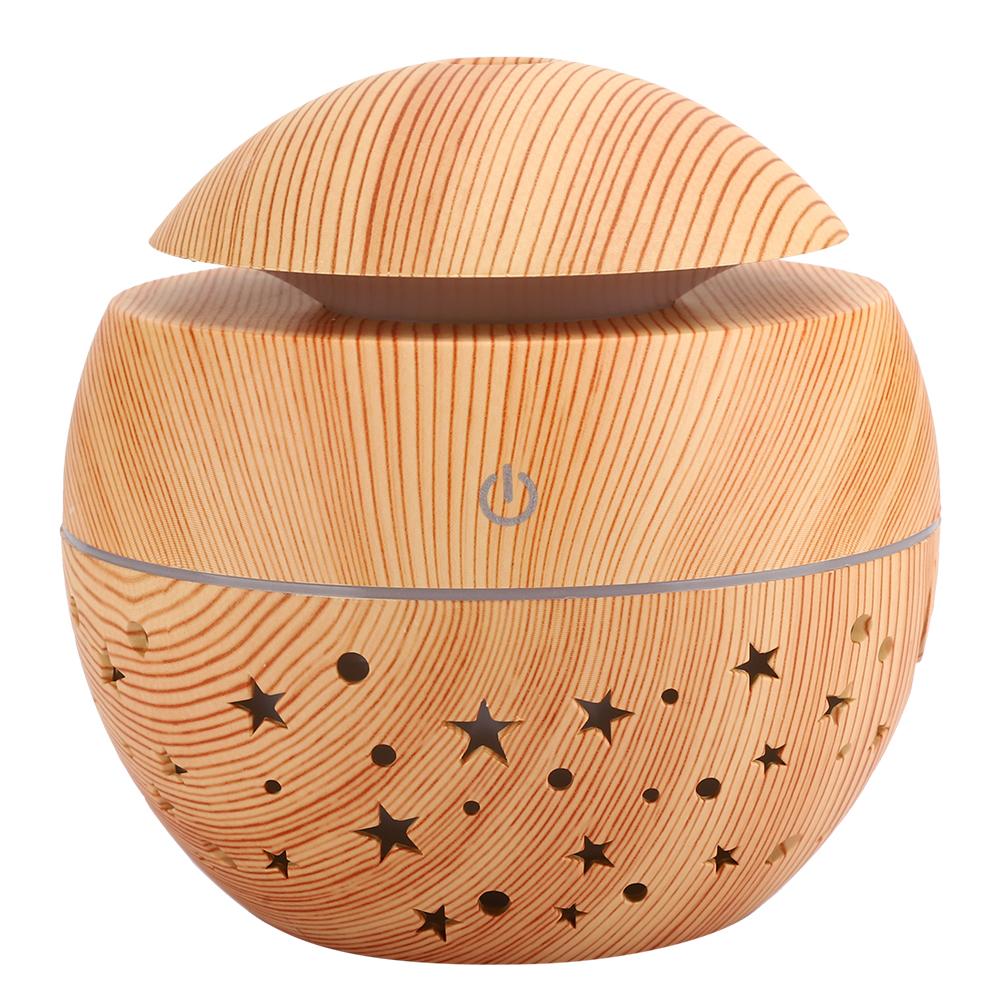 

130 мл портативный увлажнитель воздуха деревянный диффузор для распыления тумана с полым распылителем со светодиодной подсветкой