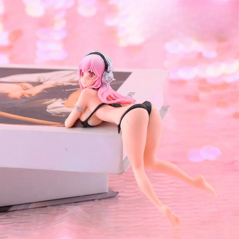 10CM Anime Figure Super Sonico PVC Action Figurine Model Toy Cake Decor Swimsuit Dress Up SoniComi Noodle Stopper Figure Gift