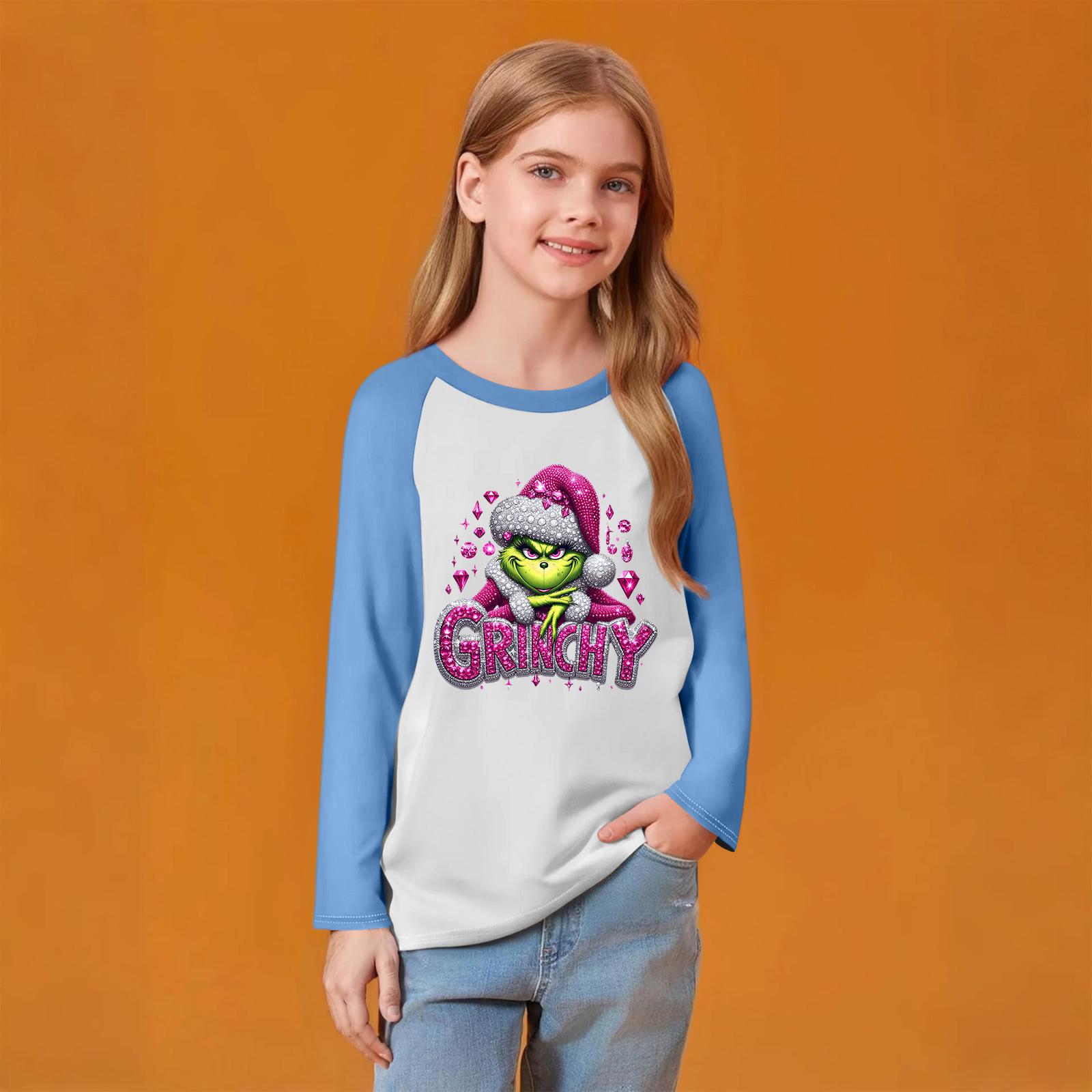 

Детский модный удобный пуловер с рождественским принтом на шее, топ с длинным рукавом 150