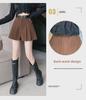 Women's High-Waist Corduroy Pleated Shorts - 2024 Spring Collection, Slimming Wide-Leg Casual Booty Shorts for Petite.