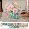 Acrylic Special Shaped Flower Plants Diamond Painting Desktop Ornaments Kit 5D DIY Diamond Art Tabletop Decorations for Beginner