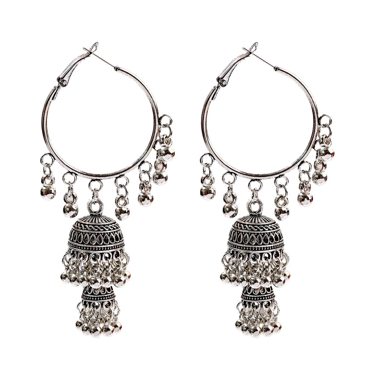 

Женские бохо этнические золотые медные серьги джумка индийские серьги цыганские циркониевые винтажные большие колокольчики подвесные серьги для женщин