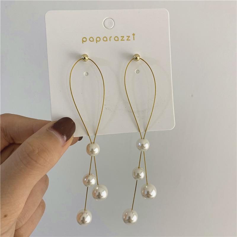 

New Long Tassel Earrings Temperament Women Dangle Earrings Simulated Pearl Pendants Drop Earrings Engagement Ear Zircon