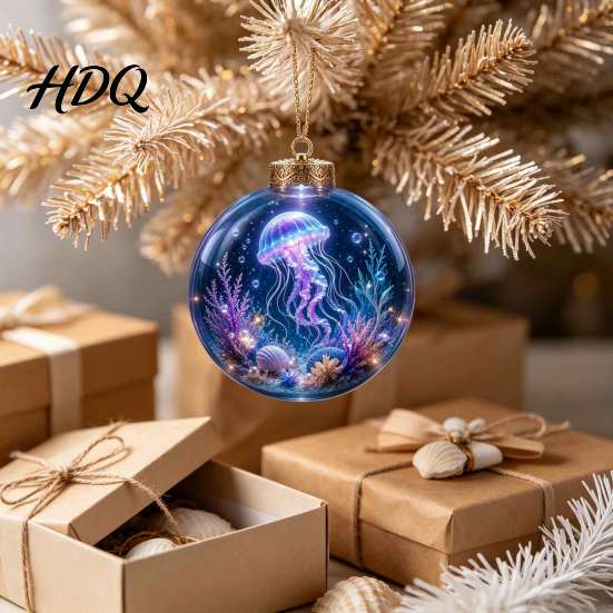 Festliche Unterwasserwelt Ornamente Ozean Weihnachtsbaumkugel Ornament Klares Acryl Meeresleben Leuchtende Miniatur-Kreaturen Dekorationen Hängende Dekoration