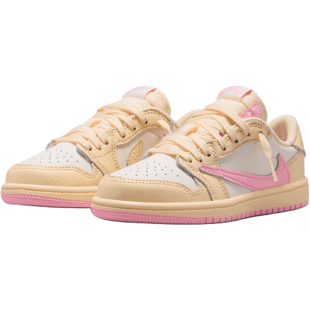 Travis Scott X Air Jordan 1 Low OG SP PS Shy Pink Kids Sneakers Muslin Sail University-Red IQ7605-100
