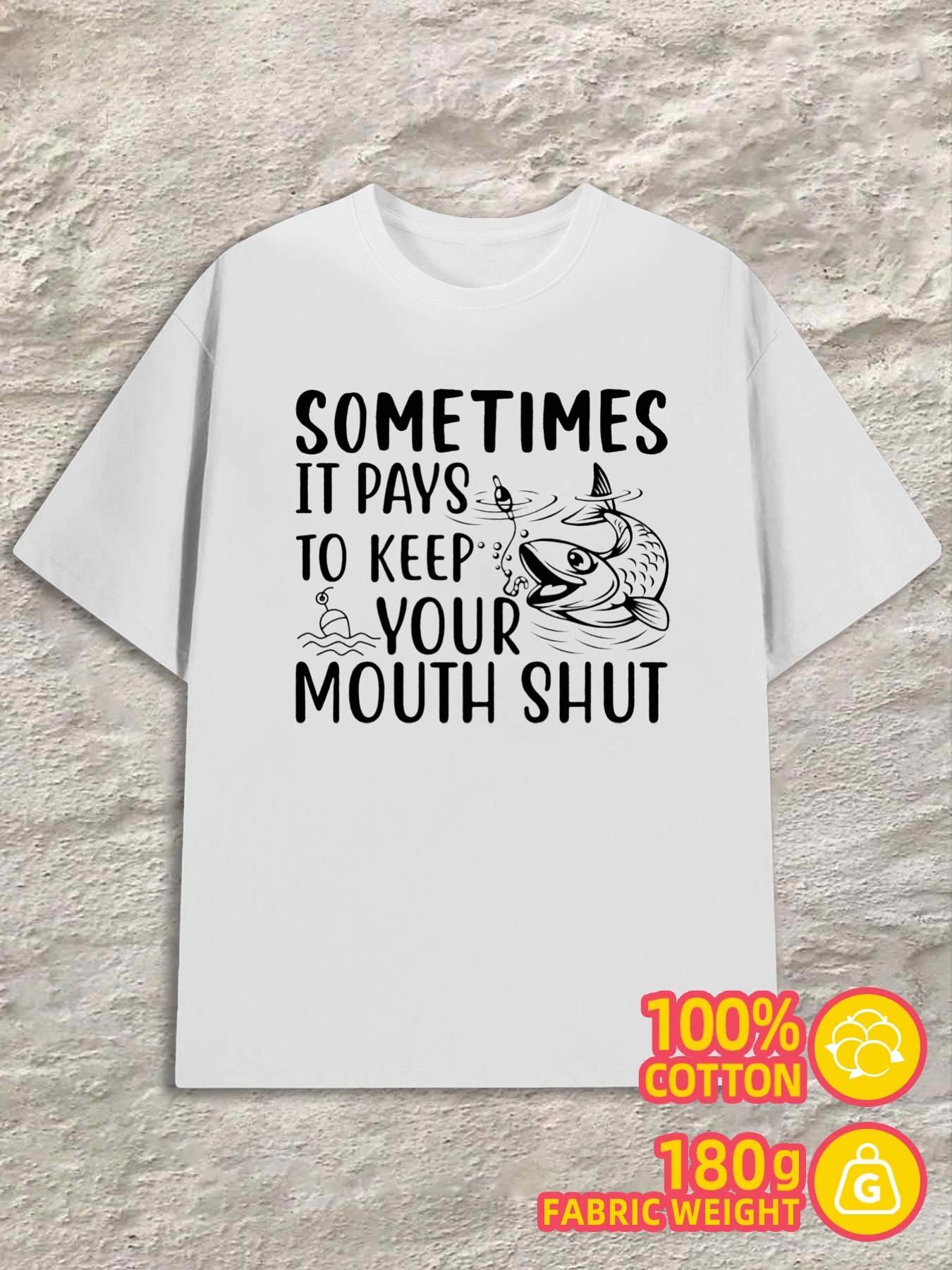 T-Shirt Y2K 100 Fishing Humor White Regular Fit S
