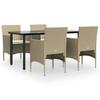 Vidaxl 5-Piece Garden Furniture Set with Cushions, Beige-Black