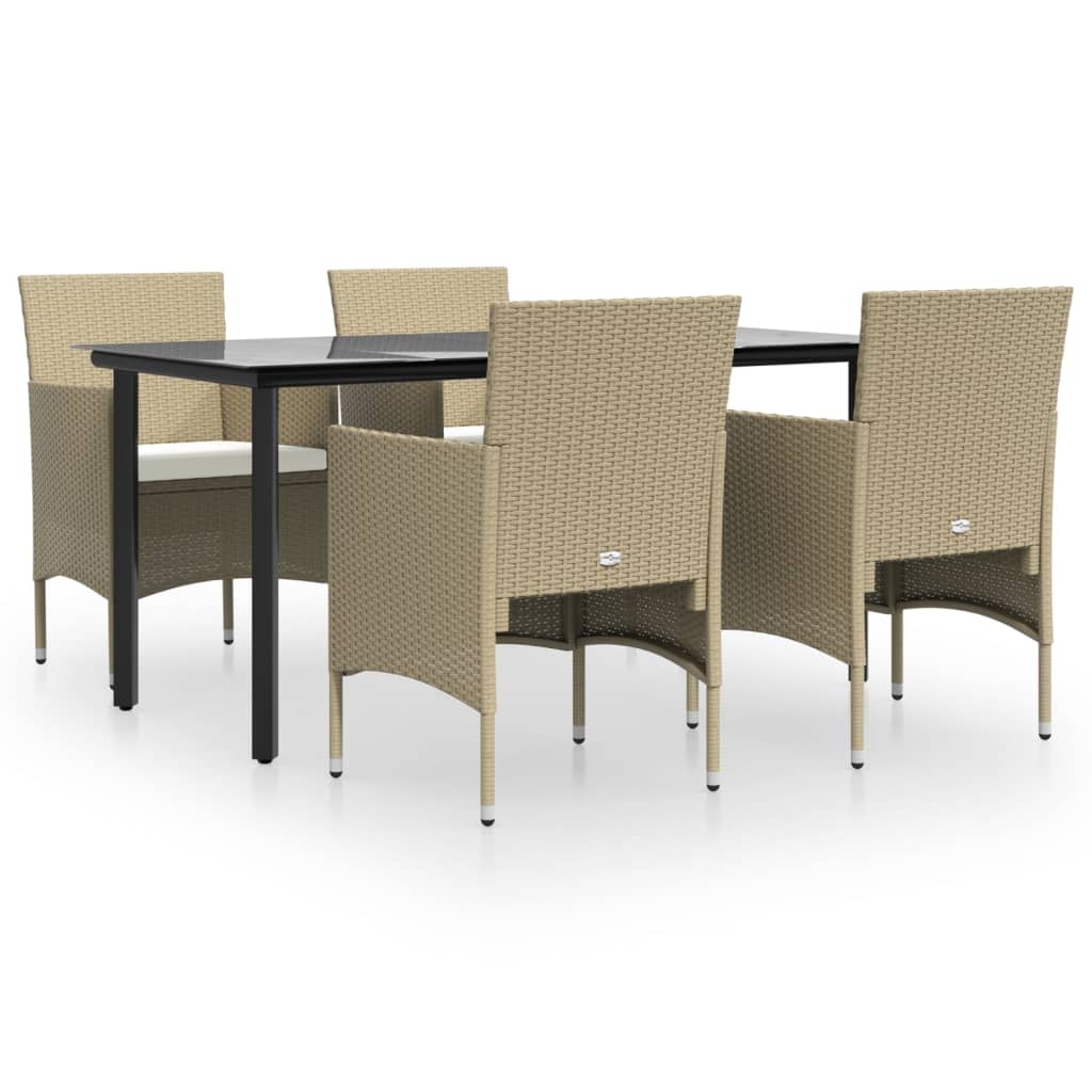 Vidaxl 5-Piece Garden Furniture Set with Cushions, Beige-Black