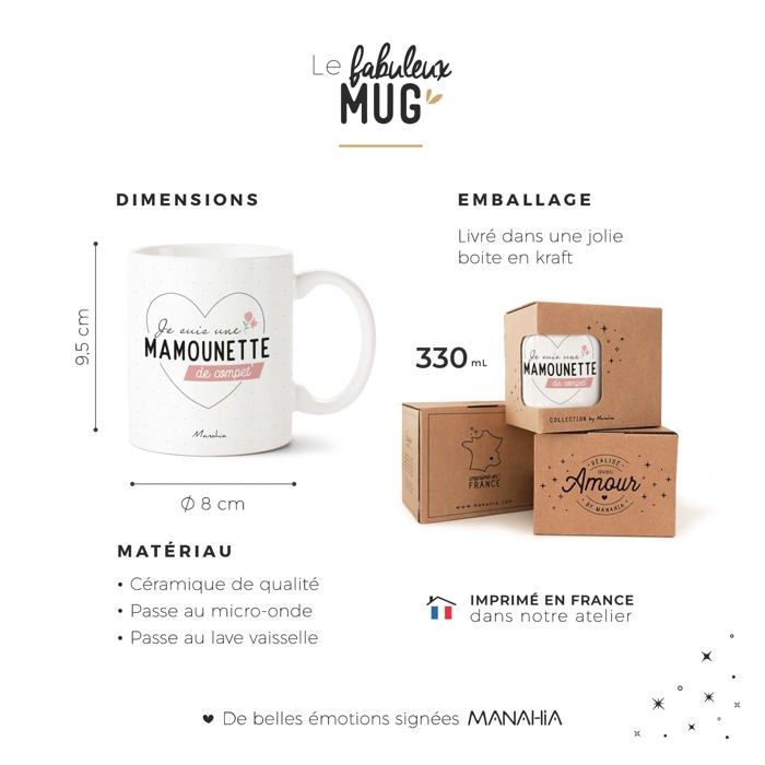 Mug - manahia - mazagran - céramique - 32 cl - résistant au micro-ondes