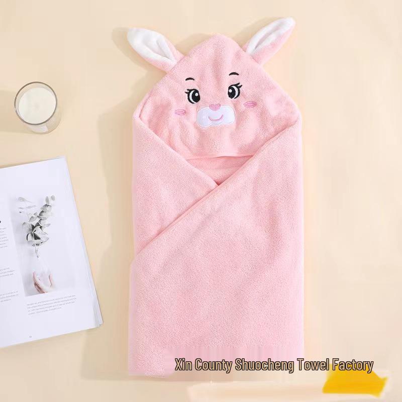 Newborn Hooded Coral Fleece Swaddle Blanket - Absorbent, Universal for All Seasons