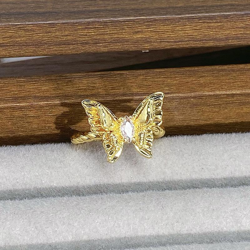Medieval Butterfly Series Open Ring Niche Light Luxury High Sense Personalized Retro Ring Woman