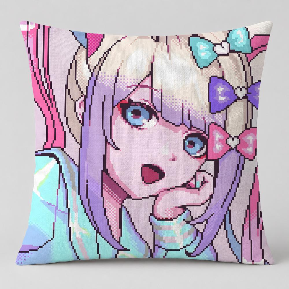 Game NEEDY GIRL OVERDOSE Cushion Cover Short Plush Cushion Cover Double Sided Print Washable Sofa Pillowcase Home Decor Gift