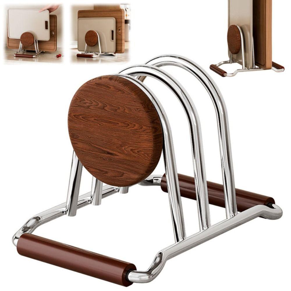 Practical Stable Cutting Board Holder Space-saving Anti-slip Pot Lid Organizer Multi-Functional Heavy-Duty Book Stand Cabinet